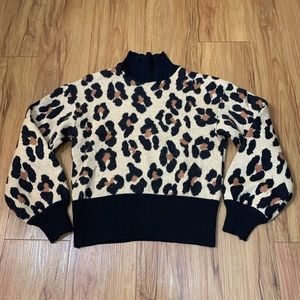 St. John Separates Wool Knit Animal Print Sweater